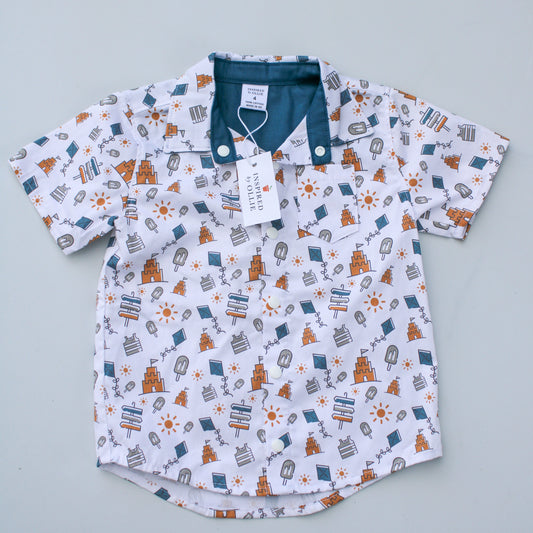 Boys Shirts - Blue Sandcastles ( Inspired By Ollie )