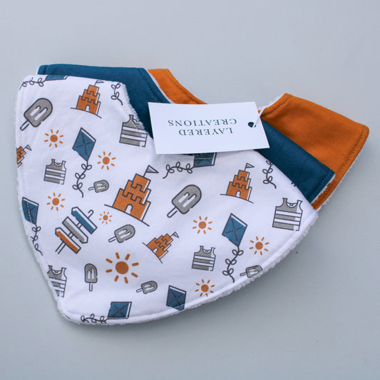 Dribble Bib ( 3 pack ) - Blue Sandcastles