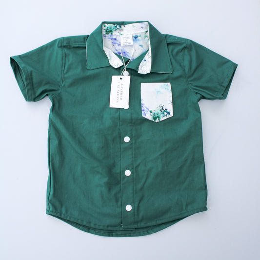 Boys Shirts - Green Watercolour